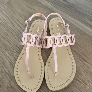 Women’s Pink Ring-Link T-Strap Sandals
